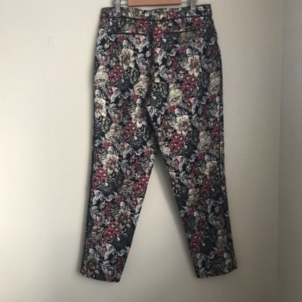 New Anthropologie Maeve Black Jacquard Pants Sz 8 - Picture 4 of 8